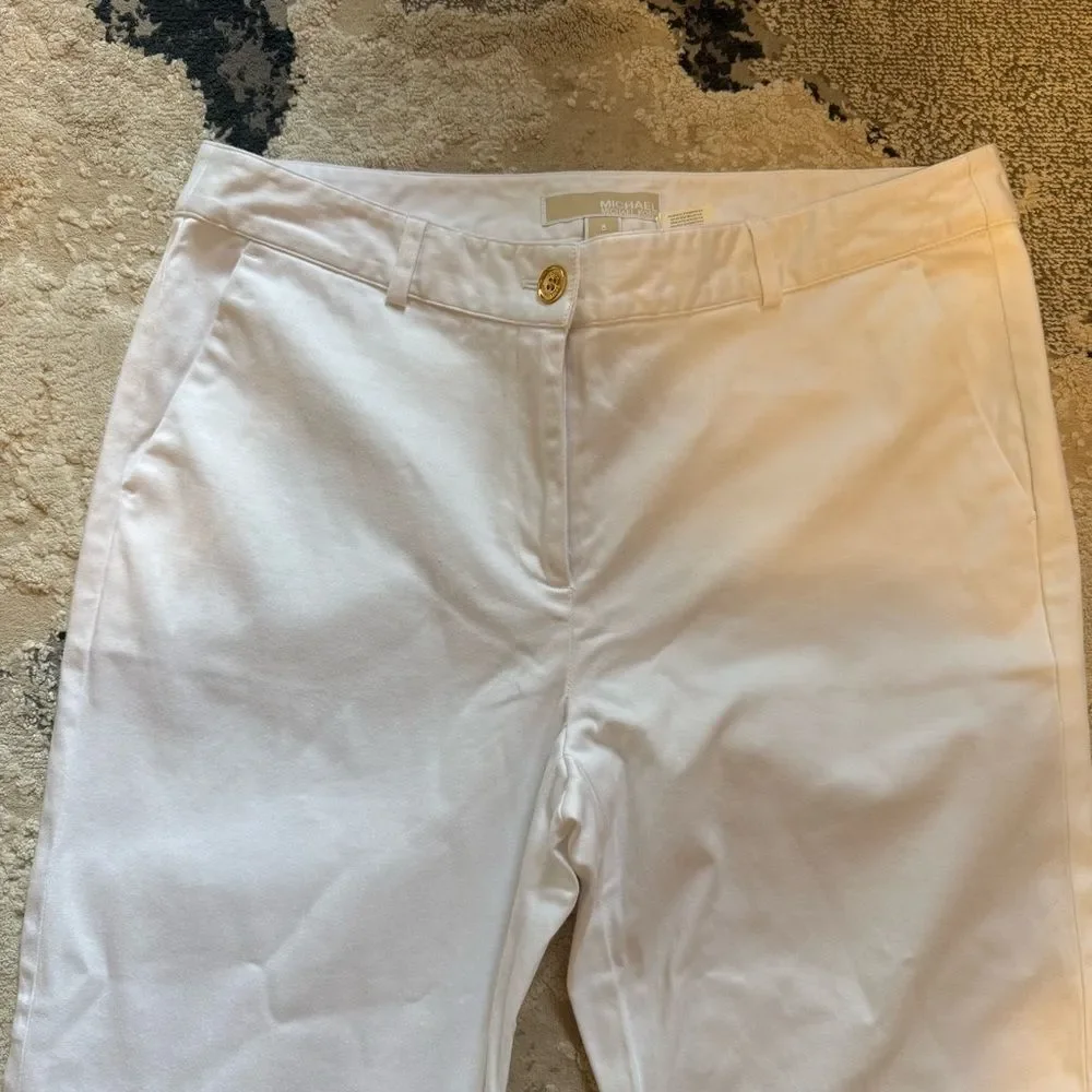 Michael Michael Kors White Stretch Cotton Slim Ankle Chino Pants Size 8 - Picture 4 of 9
